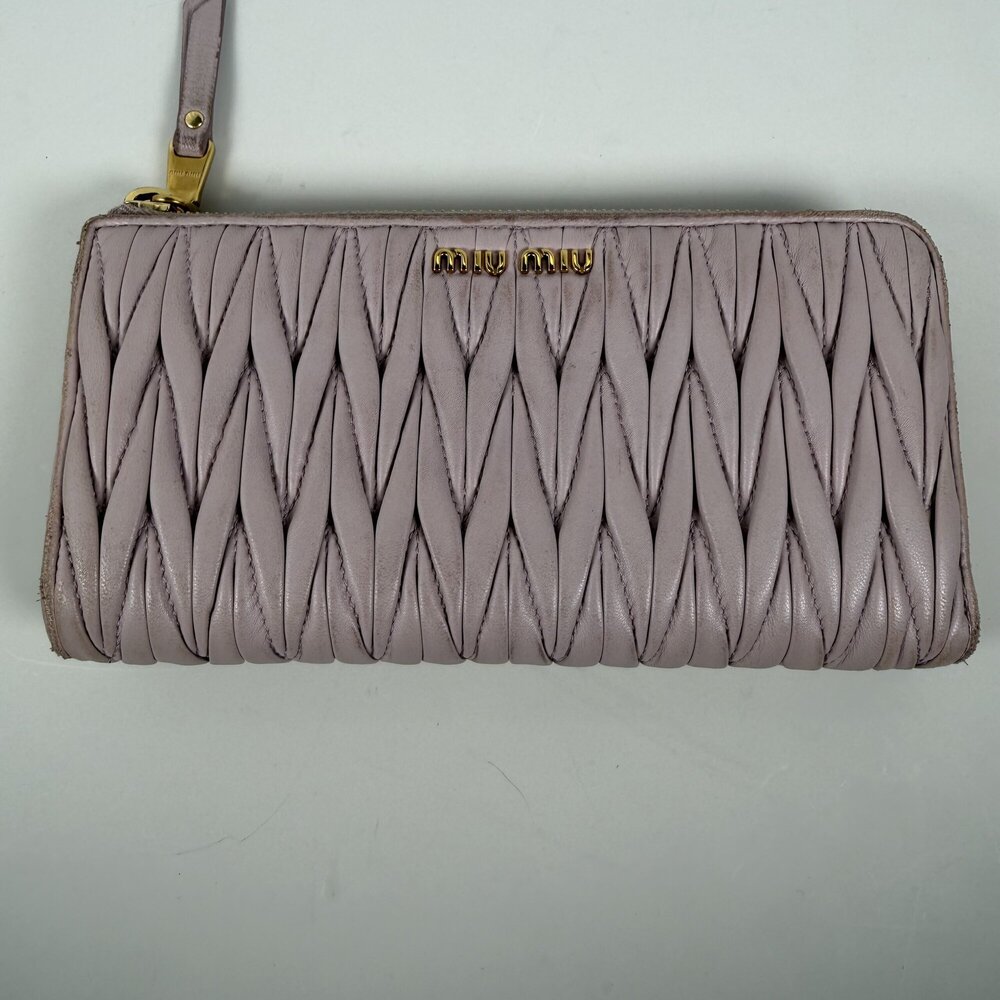 Miu Miu Matelassé Nappa Leather Zip-Around Wallet